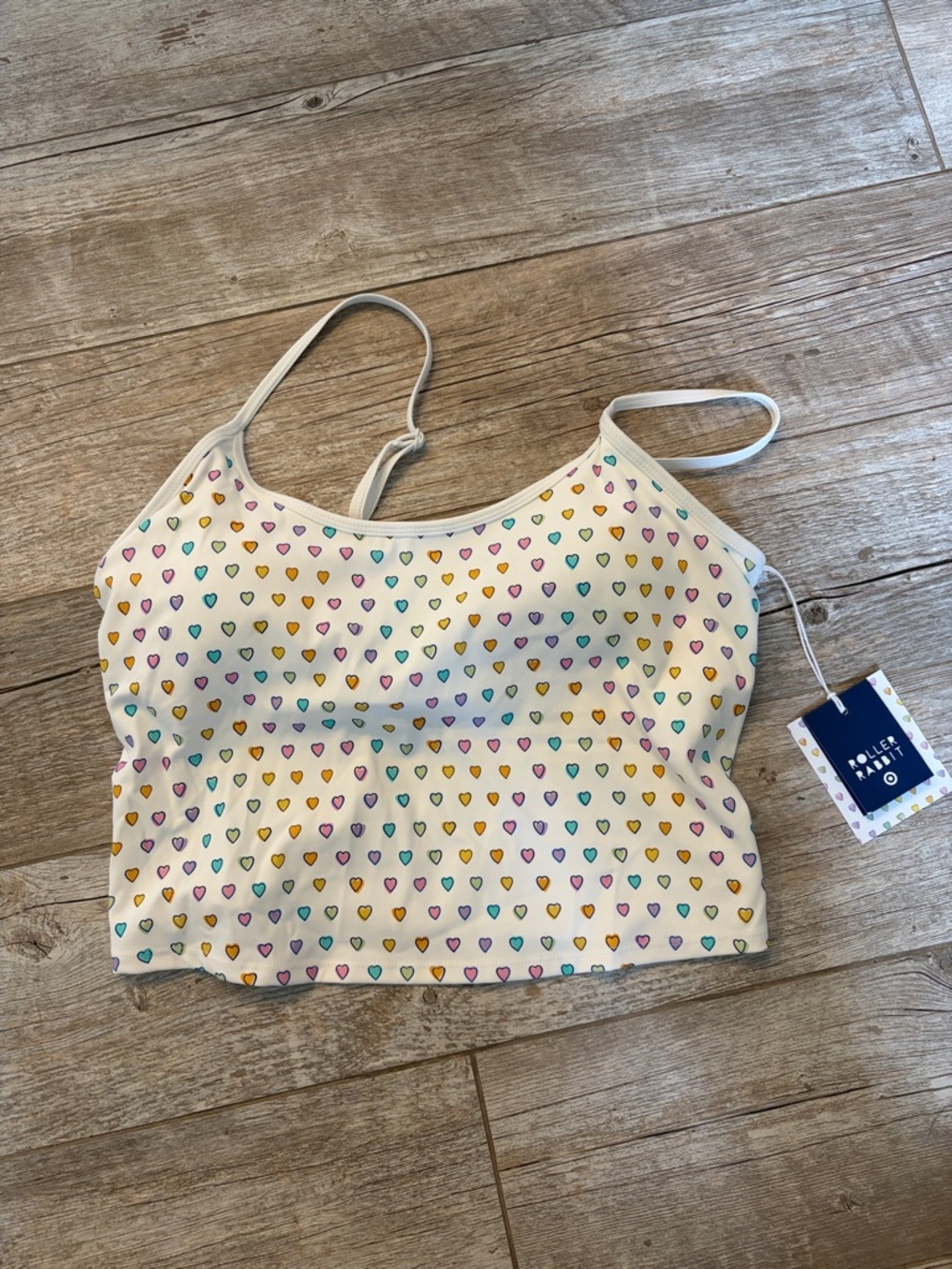 Roller Rabbit X Target multicolor heart tank w/built in bra sz M 🩷🩵💜💛NWT